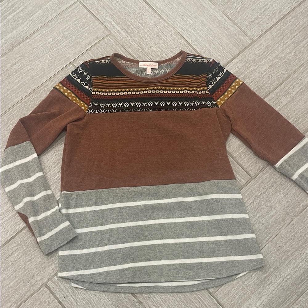 Colorful Patterned Long Sleeve Top